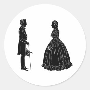 abraham lincoln mary todd lincoln silhouette classic round sticker