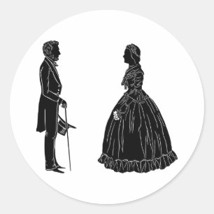 abraham lincoln mary todd lincoln silhouette classic round sticker