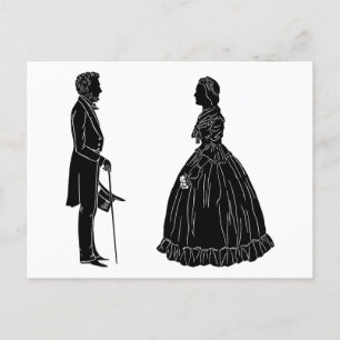 abraham lincoln mary todd lincoln silhouette holiday postcard
