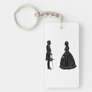 abraham lincoln mary todd lincoln silhouette key ring