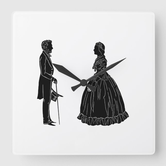abraham lincoln mary todd lincoln silhouette square wall clock (Front)