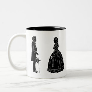 abraham lincoln mary todd lincoln silhouette Two-Tone coffee mug