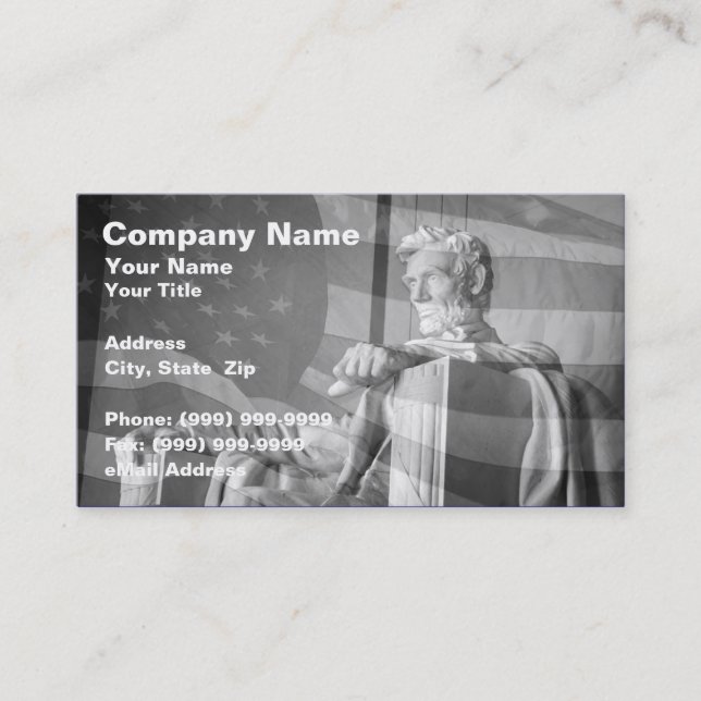 Abraham Lincoln Memorial and United States Flag Business Card (Front)