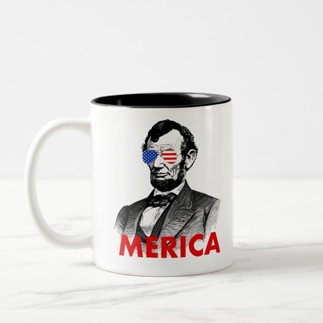 abraham lincoln merica Two-Tone coffee mug (Left)