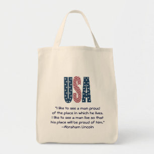 Abraham Lincoln National Pride Quote Tote Bag