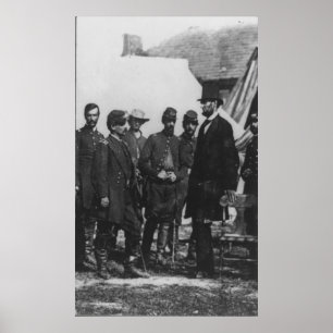 Abraham Lincoln on Battlefield at Antietam Poster