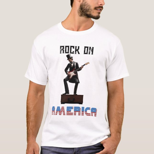 Abraham Lincoln Playiing Guitar T-Shirt (Front)