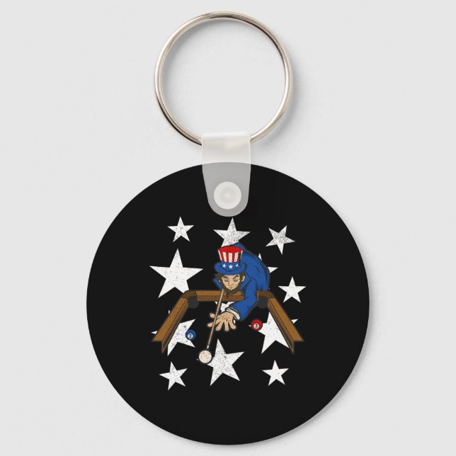 Abraham Lincoln Playing Billiards Funny 4th Of Jul Key Ring (Front)