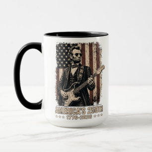 Abraham Lincoln Playing Guitar 4th July 250th Anni Mug