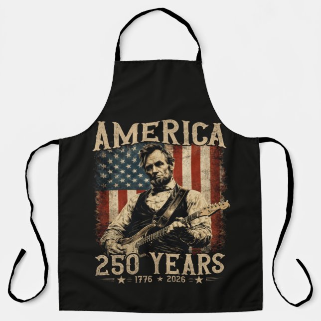 Abraham Lincoln Playing Guitar 4th July Apron (Front)
