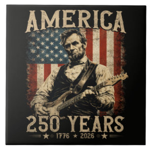 Abraham Lincoln Playing Guitar 4th July Ceramic Tile
