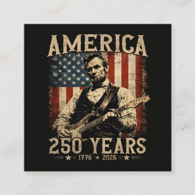 Abraham Lincoln Playing Guitar 4th July Enclosure Card (Front)