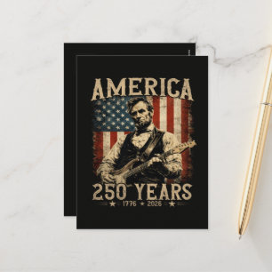 Abraham Lincoln Playing Guitar 4th July Holiday Postcard