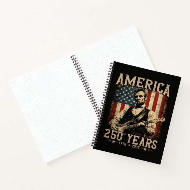 Abraham Lincoln Playing Guitar 4th July Notebook (Inside)