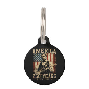 Abraham Lincoln Playing Guitar 4th July Pet Tag