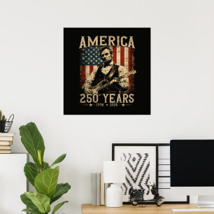 Abraham Lincoln Playing Guitar 4th July Poster