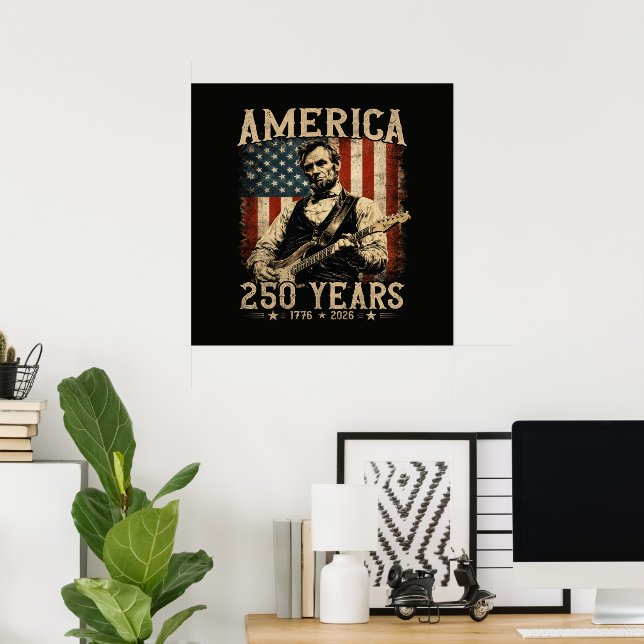 Abraham Lincoln Playing Guitar 4th July Poster (Home Office)