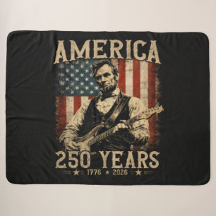 Abraham Lincoln Playing Guitar 4th July Sherpa Blanket