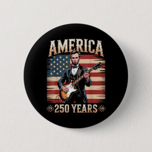 Abraham Lincoln Playing Guitar Anniversary S 4th 6 Cm Round Badge