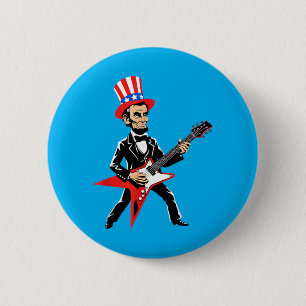 Abraham Lincoln Playing Guitar - Funny Kids 6 Cm Round Badge