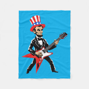 Abraham Lincoln Playing Guitar - Funny Kids Fleece Blanket