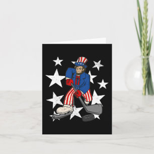 Abraham Lincoln Playing Hockey Fun 4th of July Hoc Card