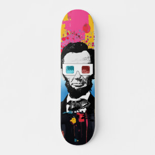Abraham Lincoln Pop Art Bold Paint Splatter Street Skateboard