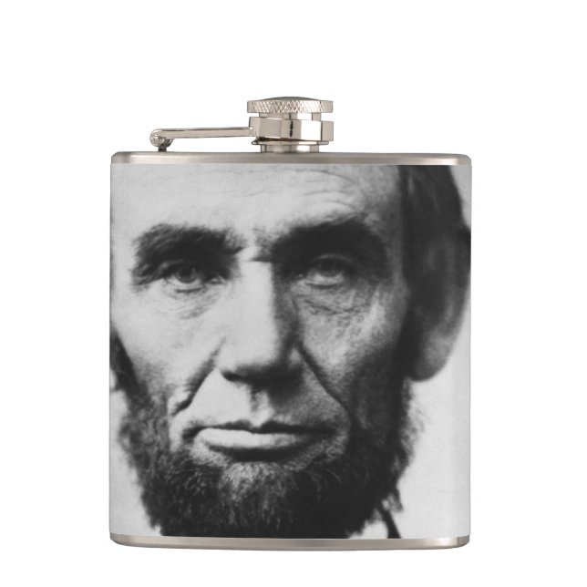 Abraham Lincoln Portrait Hip Flask (Front)