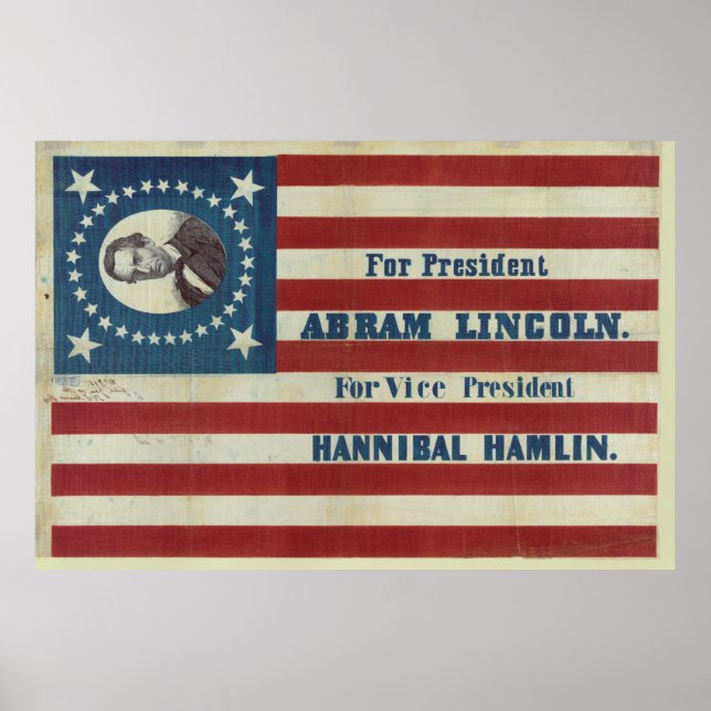 Abraham Lincoln Presidency Campaign Banner Flag Poster (Front)