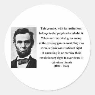 Abraham Lincoln Quote 9b Classic Round Sticker