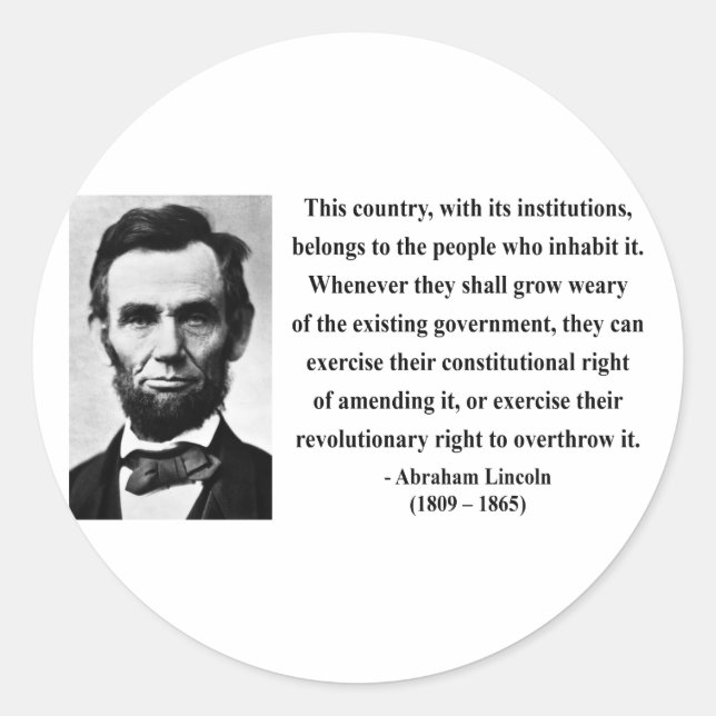 Abraham Lincoln Quote 9b Classic Round Sticker (Front)