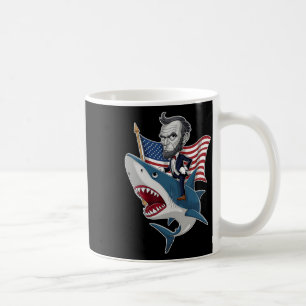 Abraham Lincoln Riding A Shark 4th Of July Patriot Coffee Mug
