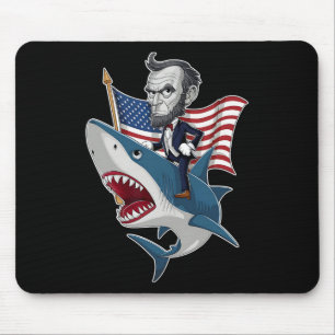Abraham Lincoln Riding A Shark 4th Of July Patriot Mouse Pad