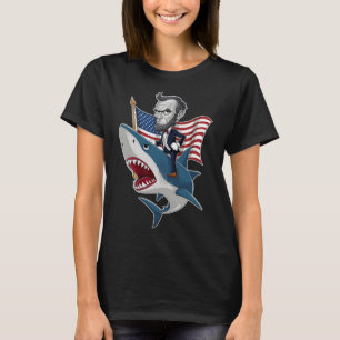 Abraham Lincoln Riding A Shark 4th Of July Patriot T-Shirt