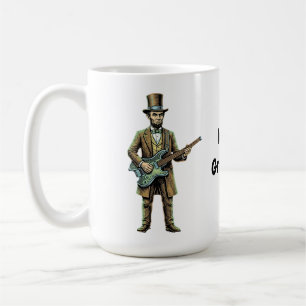 Abraham Lincoln Rocking Headless Guitar Woodblock  Coffee Mug