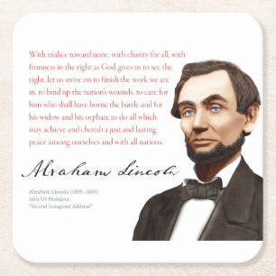 Abraham Lincoln Shirt #32 With Malice Towards None Square Paper Coaster