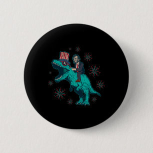 Abraham Lincoln T Rex Dinosaur 4th Of July America 6 Cm Round Badge