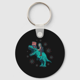 Abraham Lincoln T Rex Dinosaur 4th Of July America Key Ring