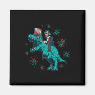 Abraham Lincoln T Rex Dinosaur 4th Of July America Magnet