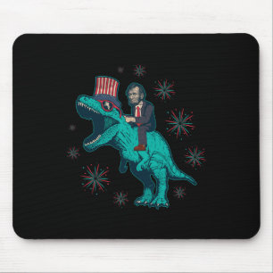 Abraham Lincoln T Rex Dinosaur 4th Of July America Mouse Pad
