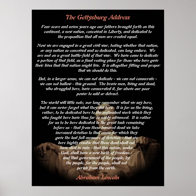 Abraham Lincoln - The Gettysburg Address Poster (Front)