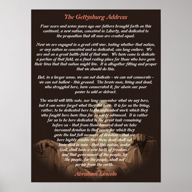 Abraham Lincoln - The Gettysburg Address Poster (Front)