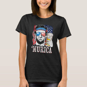Abraham Lincoln Usa American Flag Murica 4th Of Ju T-Shirt