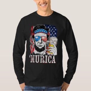 Abraham Lincoln Usa American Flag Murica 4th Of Ju T-Shirt