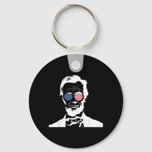 Abraham Lincoln Wearing Usa Flag Sungles Patriot Key Ring