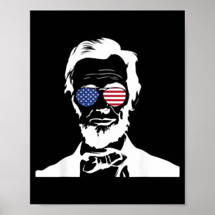 Abraham Lincoln Wearing Usa Flag Sungles Patriot Poster