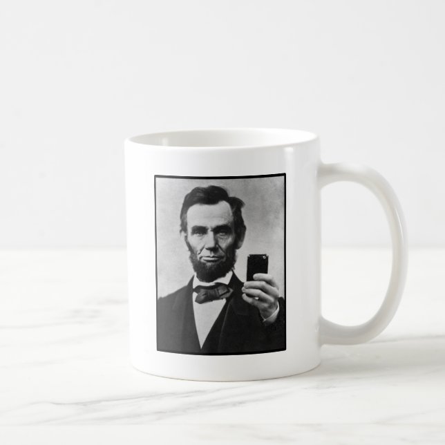 Abraham Lincoln with Cell Phone Coffee Mug (Right)