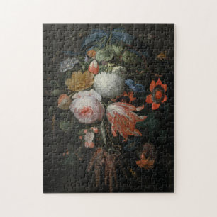Abraham Mignon - A Hanging Bouquet Of Flowers Prob Jigsaw Puzzle