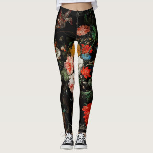 Abraham Mignon The Overturned Bouquet. Floral Leggings