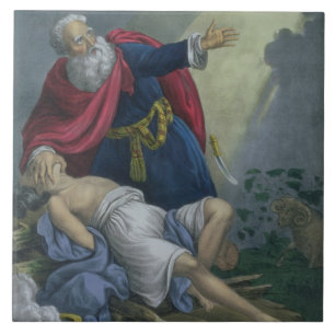 Abraham Offering Up his Son Isaac, from a Bible pr Ceramic Tile